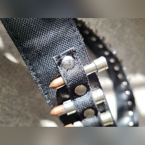 Mens Black Faux Ammunition Belt Sz M Canvas - Picture 6 of 8